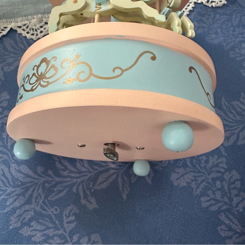 Whimsical Pastel Wood Carousel Decor - Picture 2 of 5